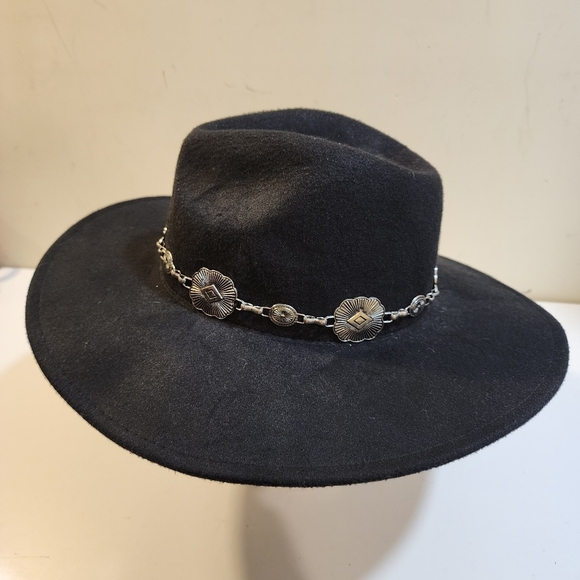 BLACK Western Fedora Hat - Picture 3 of 9